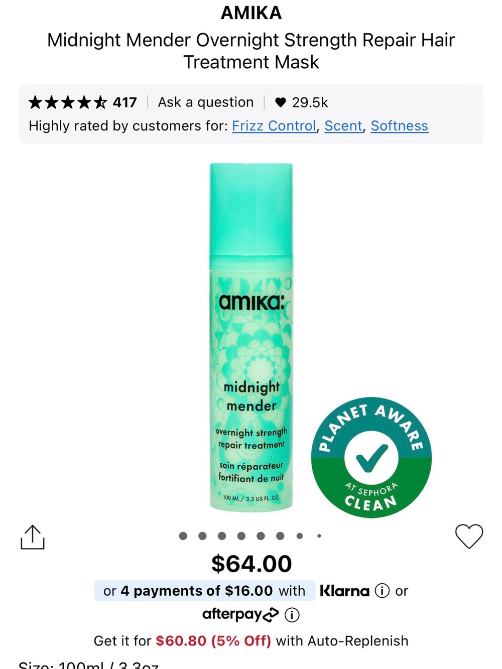 amika Midnight Mender Overnight Repair Mask - Teal